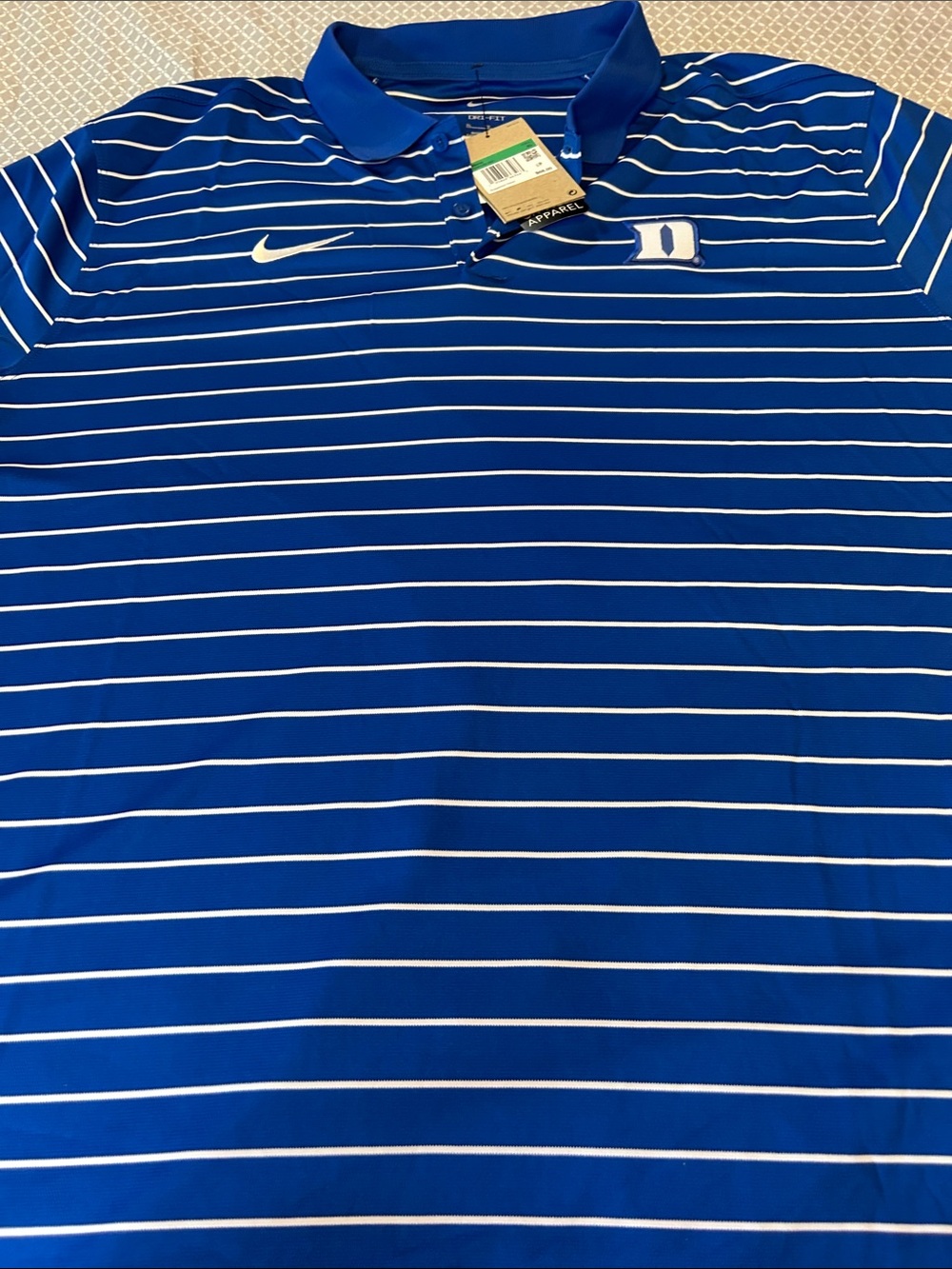 NWT Size XL Nike Royal Blue and White Striped Polo with Duke 'D'